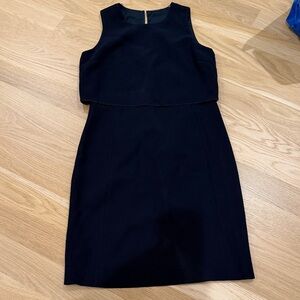 Classic Navy Sleeveless Layered Sheath Dress